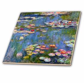 3drose 155655 Claude Monet Water Lilies Impressionist Fine Art Ceramic Tile 6 Inch