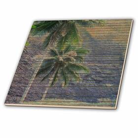 3drose 28039 Ct 2 Wood Tropical Hawaii Palm Trees-ceramic Tile 6-inch
