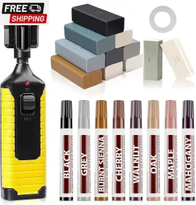 A-heyida 445023624698 Hardwood Floor Repair Kit -11pcs Laminate Vinyl Wax With 8pcs Wood Furnitu