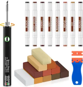 A-heyida 445036376386 Vinyl Floor Repair Kit With Upgraded Heat Pen - 11 Colors Hardwood Wax 8