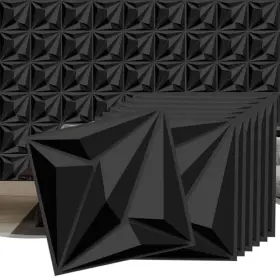 Lap55t0903qb6 Aapee 33 Pack 3d Wall Panels Peel And Stick Accent 12x12ftft Black