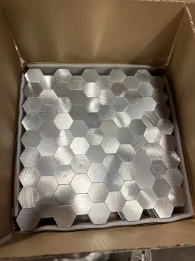 Abolos 819487030000 Ehmhex-si Silver Hexagon 12 Inch X12 Peel And Stick Tile 13.5 Sq. Ft./case Abolos 819487030000 Ehmhex-si Silver Hexagon 12 Inch X12 Peel And Stick Tile 13.5 Sq. Ft./case