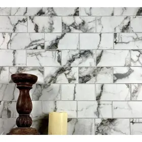 Ghmwtj0306-bc Abolos Glass Tile 3 Inch X6 Nature Carrara White Marble Look Subway Wall
