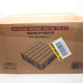 Usdt06aca-lg Acacia 10-pk Square Wood Interlocking Flooring Tiles Striped Pattern
