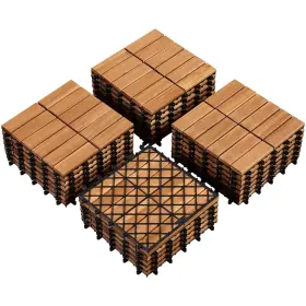 Acaciia 461759593770 27pack Solid Acacia Wood Interlocking Deck Tiles 12 Floor Tile Waterproof