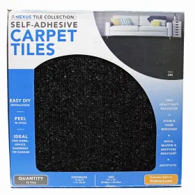 Achim 054006256176 12 Nexus Tile Collection Self Adhesive Polyester Inch X Black Carpet Tiles