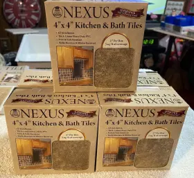 Achim 054006333174 5 Boxes Nexus Sandstone Self Adhesive Vinyl Wall Tile 4 Inch X 27 Per Box New