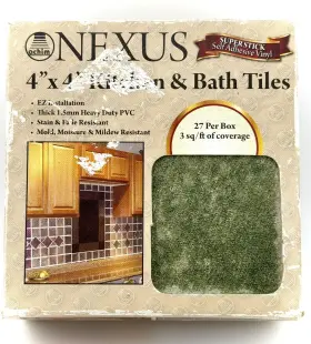 Achim 054006333204 Nexus Peel And Stick Forest Green 4 Inch X4 Vinyl Wall Tiles 3 Square Feet New