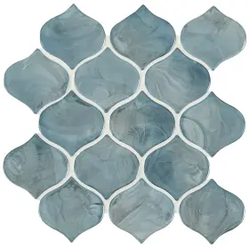 Akm-g-miti3x3ln-ca Ackland Akm-g-3x3ln-ca 9 Inch X 12 Glass Arabesque/baroque Wall - Midnight Tide