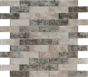 Akm-g-rube2x6sw-ca Ackland Akm-g-2x6sw-ca 12 Inch X Glass Brick Wall Mosaic Tile - Rustic Beige