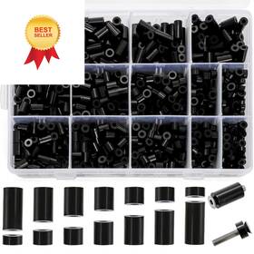 Acshio Ac-outletscrewsspacers-1000p 1000 Pieces Nylon Round Spacers Electrical For M3 M4 Screw Black