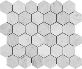 Adolif 445047889813 Carrara White Marble Hexagon Mosaic Tile 2 Inch Polished Wall Floor 5 Sheets