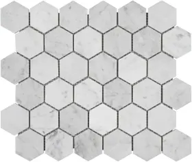 Adolif 445047889813 Carrara White Marble Hexagon Mosaic Tile 2 Inch Polished Wall Floor 5 Sheets