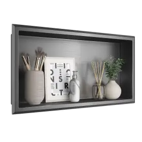 Sus304 Agabok 734814393507 Shower Niche Black 24 Inch X 12 No Tile Needed Recessed Niches Stainles