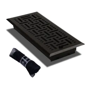 Akicon 761026623849 Check Design 4 Inch X10 Floor Register With Trap Net Oil Rubbed Bronze