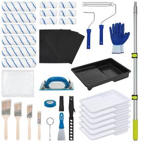 Allhercom 176024910647 54 Pcs Paint Roller Kit With Extension Pole All-in-one Painting Supplies And R