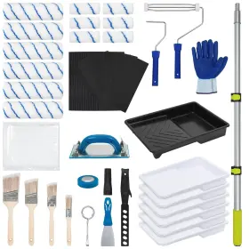 Allhercom 176024910647 54 Pcs Paint Roller Kit With Extension Pole All-in-one Painting Supplies And R