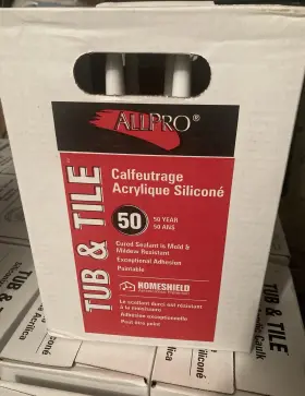 Ap-13100 Allpro Tub Tile Caulk Acrylic Silicone Paintable White 12 Pack Box Clear