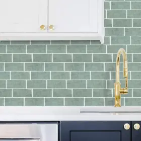T80764 Alwayspon 10pcs 3d Self-adhesive Subway Tile Light Green Marble Peel And Sti
