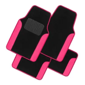 A86620-mt-2414-hp Alxiang 4pc Hot Pink Car Floor Mats Auto Carpet Semi Fits Heavy Duty Heel Pad Mt-2414
