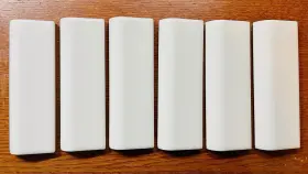 3372 American Olean Lot Of 6 #3372 Mudcap Gloss White Radius Bullnose Tiles -