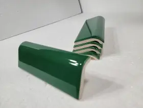 A4200 American Olean Emerald Green Ceramic Tile Mud Cap Backsplash Subway Mudcap Mid Century Modern