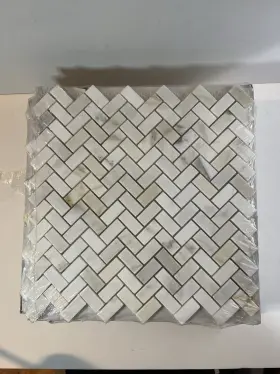 Gs41herrmscc American Olean Lot Of 10 Calacatta Gold Herringbone 12 Inch Mosaic Tile By