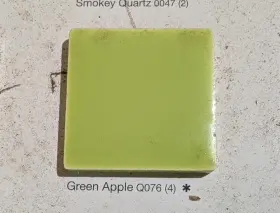 Q076 American Olean 4 Pcs Green Apple Glossy Bright 1/4 Inch Ceramic Tile