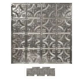 American Tin Ceilings 694157824802 5 Pack Kit 24 Inch X 100% Nail-up Ceiling Tiles Pattern #3 Stainless