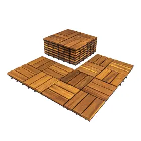An-02 An68 Pack Of 10 Deck Tiles 12 Inch X12 Interlocking Acacia Wood For Outdoor/indoor