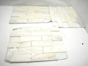 Angora 747583109897 Lot Of 3 Subway Polished Marble Mosaic Tiles Cracked Chipped 11.81 Inch