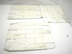 Angora 747583109897 Lot Of 3 Subway Polished Marble Mosaic Tiles Cracked Chipped 11.81 Inch