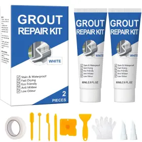 Antivp 803173760463 Tile Grout Repair Kit 2 Pack White Filler Fast Drying And Waterproof