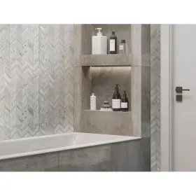 Apollo Tile 840175523399 5 Pack 13-in X 13.5-in Carrara Chevron Polished Grey