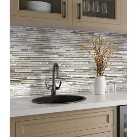 Apollo Tile 840175523498 5 Pack 11.8-in X Waterfall Gray And Beige Glass Metal