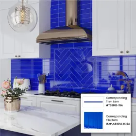 Apollo Tile 840175524266 3 Inch X 12 Colorway Glossy Cobalt Blue Glass