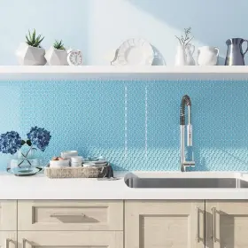 Apollo Tile 840175524921 5 Pack 12-in X Carolina Blue Penny Round