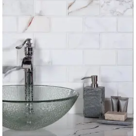 Apollo Tile 840175525591 White 3- Inch X 6- Beveled Polished Marble