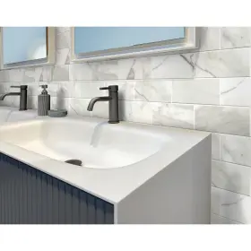 Apollo Tile 840175525881 White 3- Inch X 6- Honed Marble Subway 5