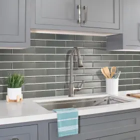 Apollo Tile 840175526895 Gray 2- Inch X 8- Polished Glass Mosaic Grey