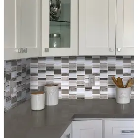 Apollo Tile 840175527205 12 Inch X Soleil Honed Beige White Glass Stone