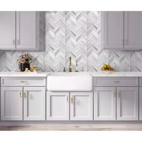 Apollo Tile 840175527311 5 Pack 10.4-in X White Silver Chevron