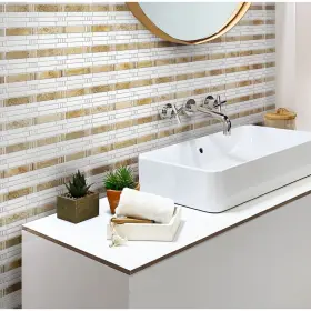 Apollo Tile 840175527793 5 Pack Beige And White 12- Inch X Bamboo