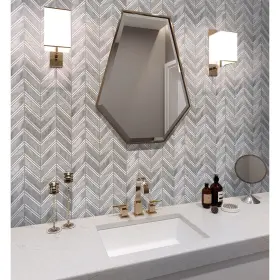 Apollo Tile 840175527809 5 Pack Gray And White 11- Inch X 11.8- Chevron Polished Marble