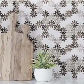 Apollo Tile 840175528523 5 Pack Gray And White 10.7- Inch X 12- Floral Grey