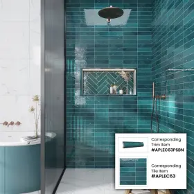 Apollo Tile 840175530229 1 Inch X 8 Chateau Glossy Teal Green Ceramic