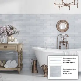 Apollo Tile 840175530281 2.5 Inch X 8 Duchess Glossy Matte Gray Ceramic Blue