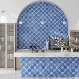 Apollo Tile 840175542819 Siena 5.35 Inch X Matte Blue Ceramic Star-shaped
