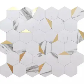 Ps99hx01 Apollo Tile Brisk White And Gold 11.6 Inch X 11.5 Metal Peel Stick 8.3 Sq. Ft./case