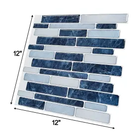 Art3d 712809593309 12 Inch X12 Vinyl Peel And Stick Backsplash Tile Marble White/blue X